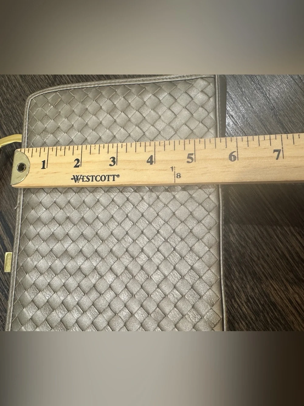 Vintage Ganson Metallic Woven Top Handle Clutch Purse Champagne Gold Evening Bag